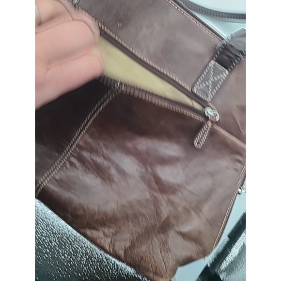 Giani Bernini Genuine Leather Portfolio Business Tote Brown Multi Pockets Zipper - Picture 11 of 16